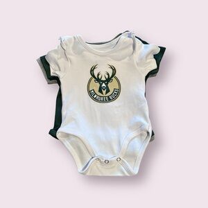 Set Of Three NBA Ultra Game Milwaukee Bucks Basketball Baby Onesies Size 12 Mon